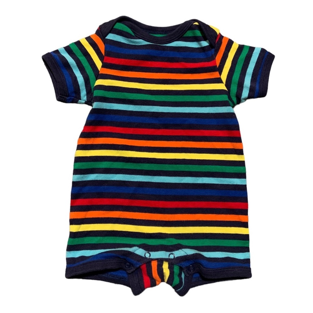 Primary Rainbow Striped Romper 6-9mo